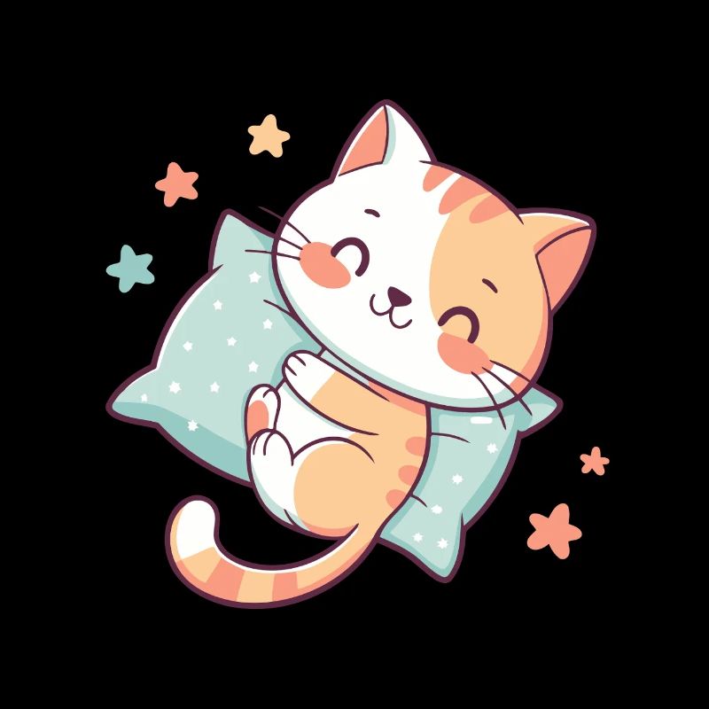 Cuddly Cat on Star Pillow