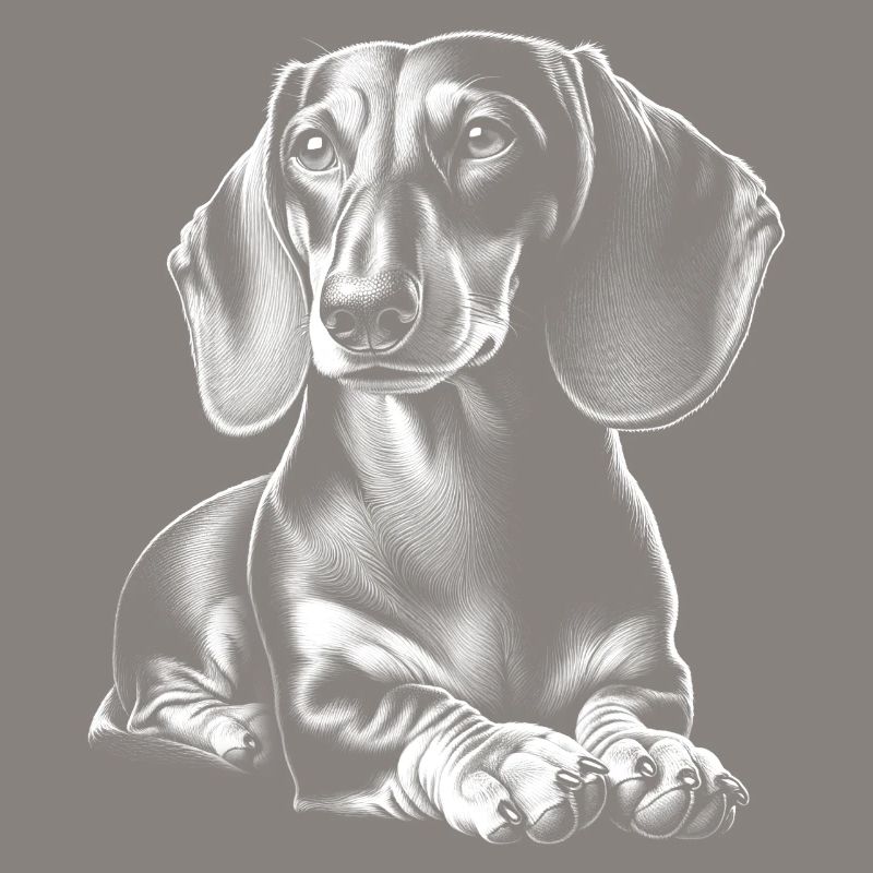 teckel mignon dans la pose couchée dans le style de dessin