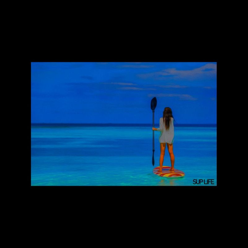 Paddleboarders à la mer tropicale