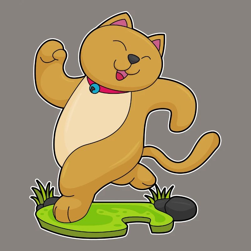 Chat avec collier en faisant du jogging