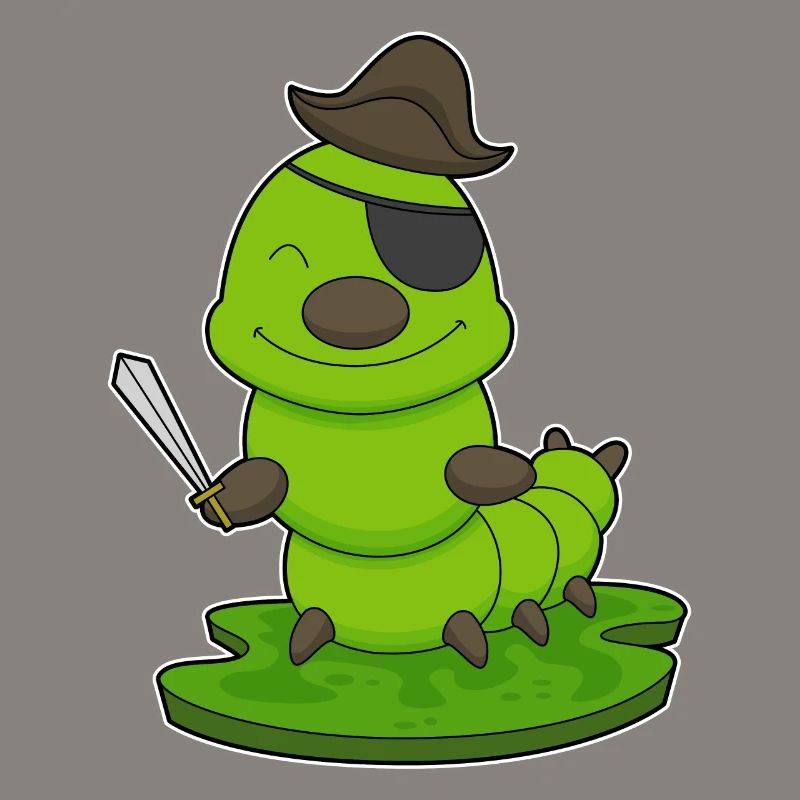 Chenille en pirate avec une épée