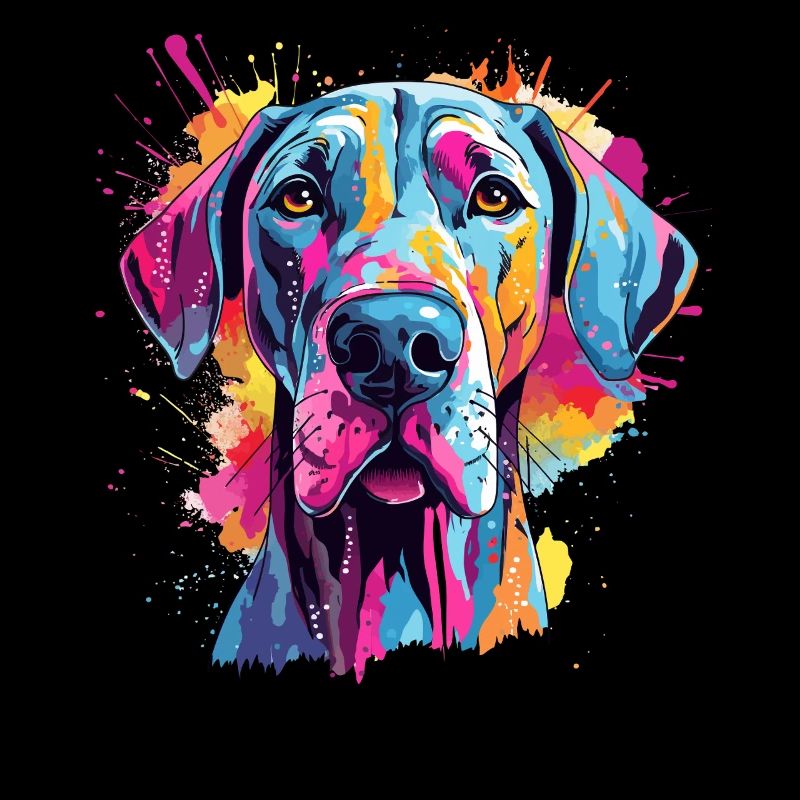 Chien coloré de grand dogue éclaboussé