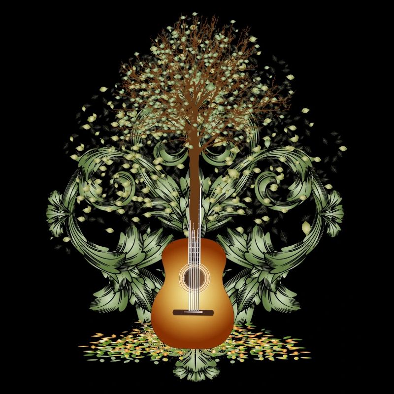 fascinating surreal guitar motif with tree