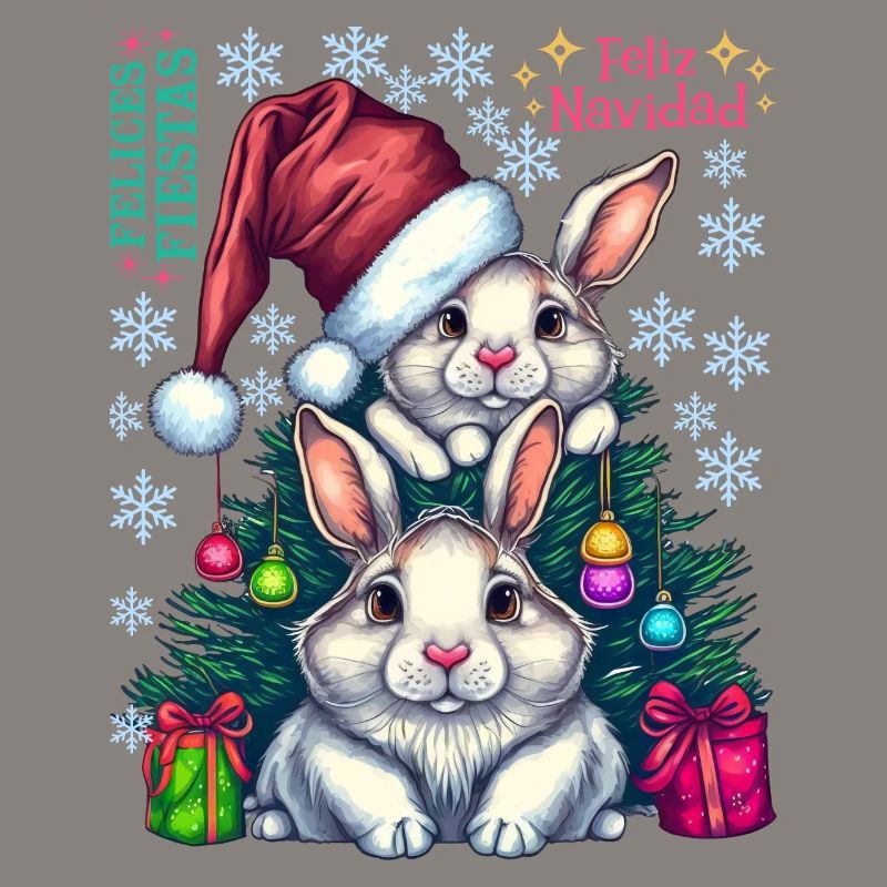Festive Easter Bunnies with Christmas Hat