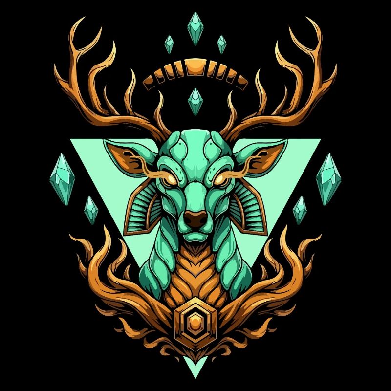 Fairy geometric turquoise deer