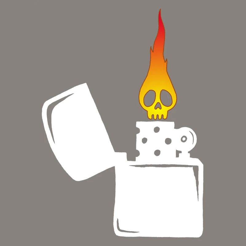 flaming skull and white lighter