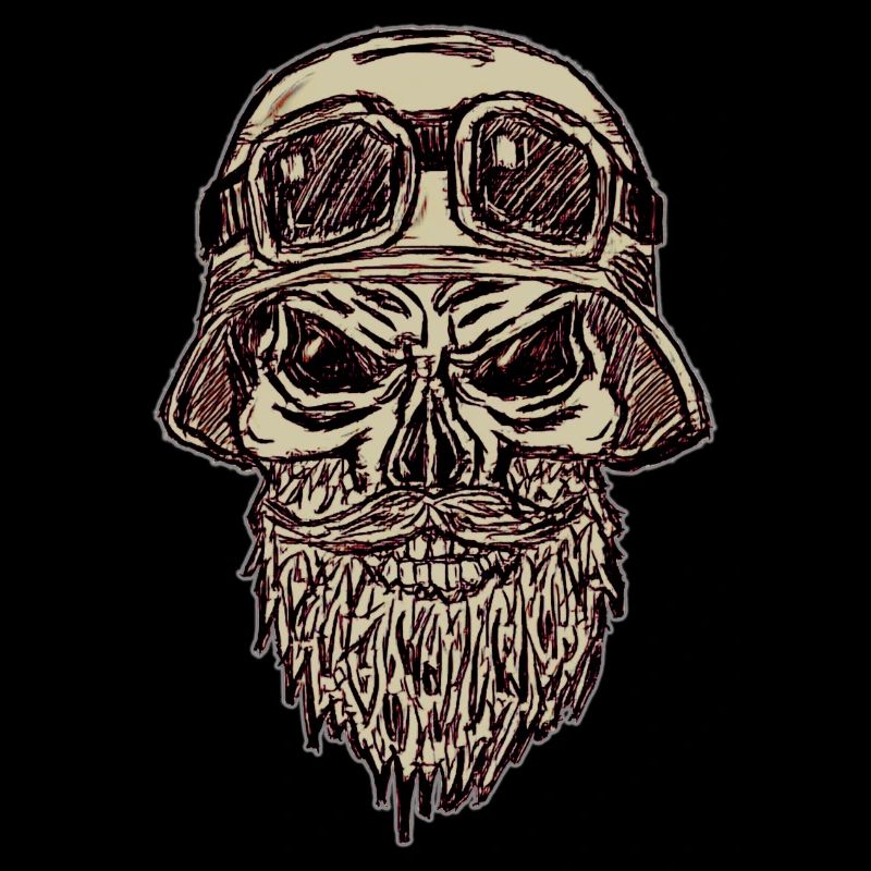 Skull with beard and helmet