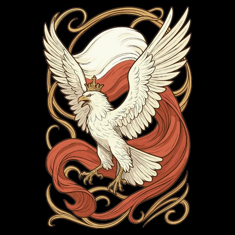 Polens Polska Eagle Flagga Art Nouveau Present