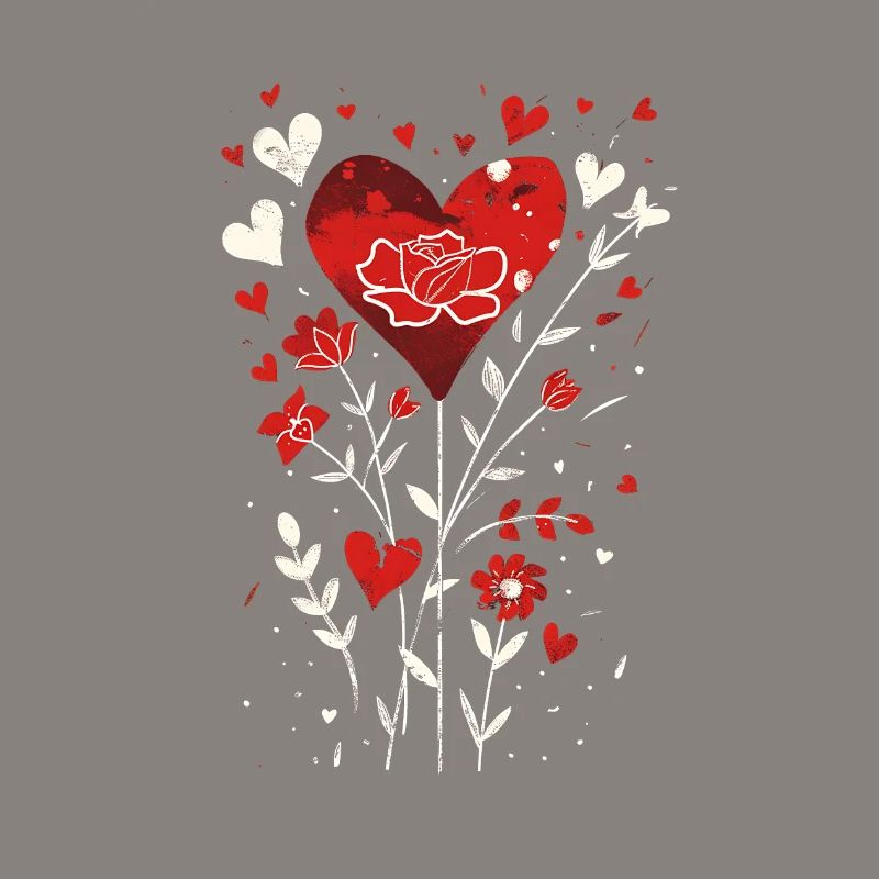 Conception de la Saint-Valentin avec des cœurs, des feuilles et des Roses