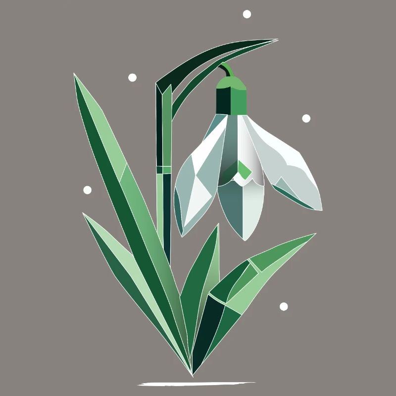 Delicate Polygonal Snowdrop Illustration