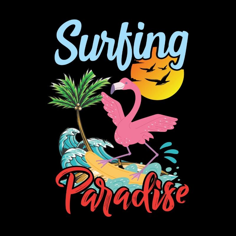 Surfing Flamingo Sunset Design