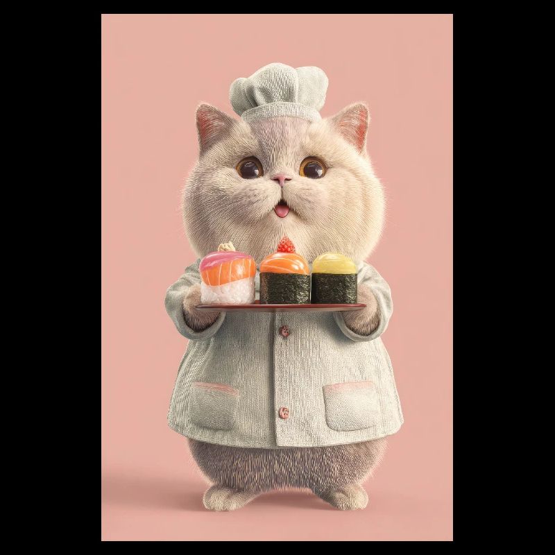 Pastel Sushi Chef Katze