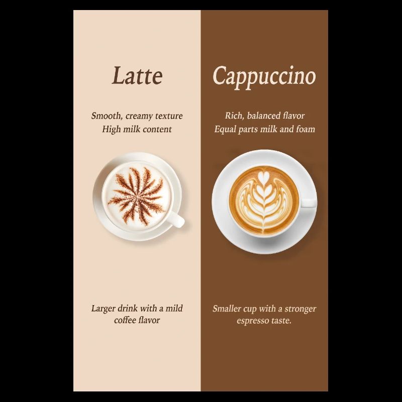 Latte vs Cappuccino Coffee Poster