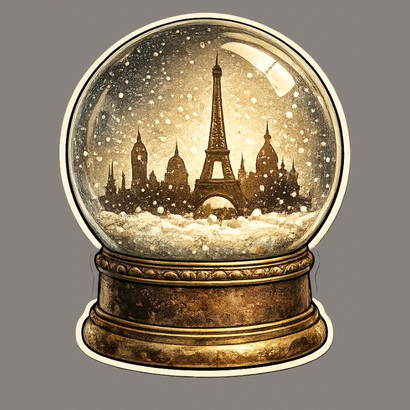 Snow globe Paris: Eiffel Tower in the snow