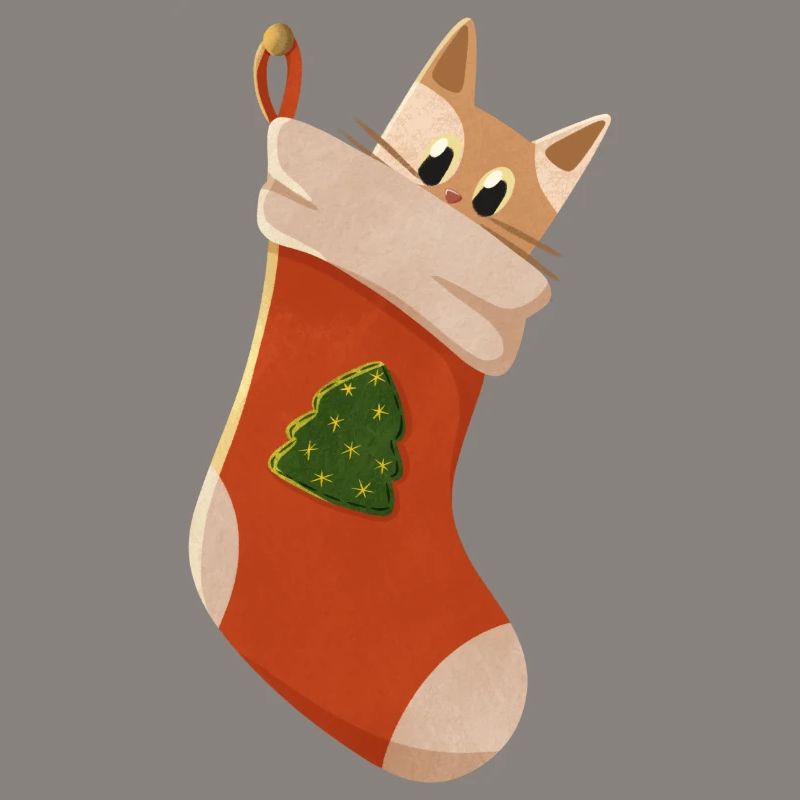 Chat en bas de Noël