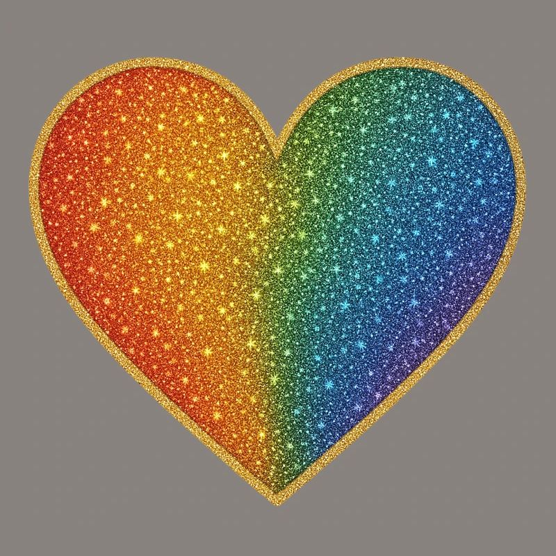 Funkelndes Regenbogenherz Design