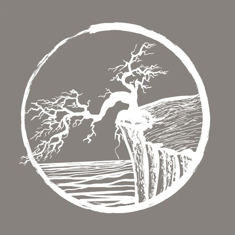 Landscape with tree on cliff edge