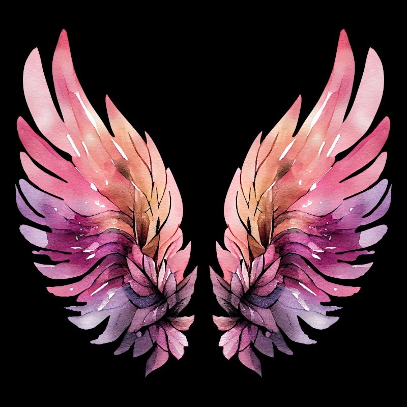 Ailes aquarelle rose et violette