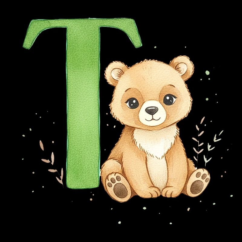 Teddy mit grünem Buchstaben T