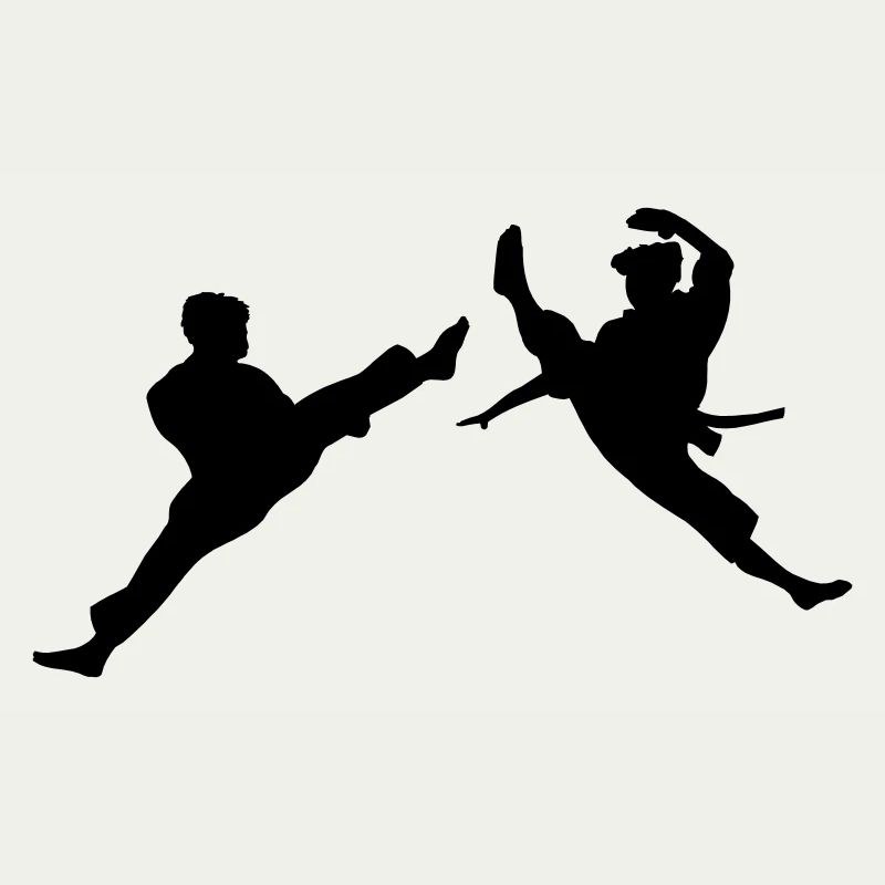 Zwei fliegende Karate-Kick oder Teakwondo-Kick