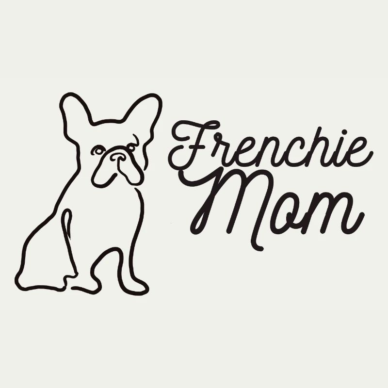 Frenchie Mom Silhouette Script Lineart