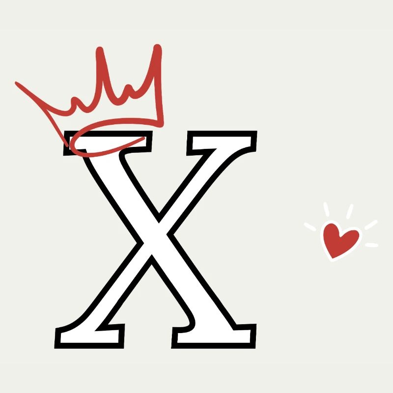 Buchstabe x Herzkrone