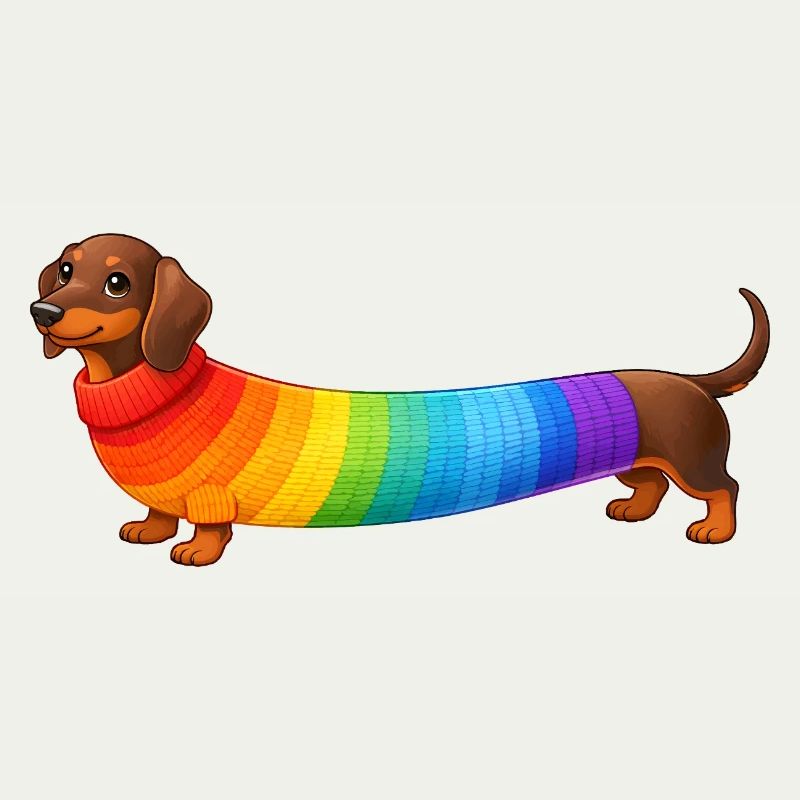 Dackel mit Regenbogen Pullover 