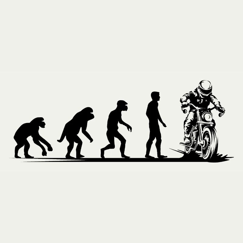 Motorcycle Evolution Funny Biker Cafe Racer Icon