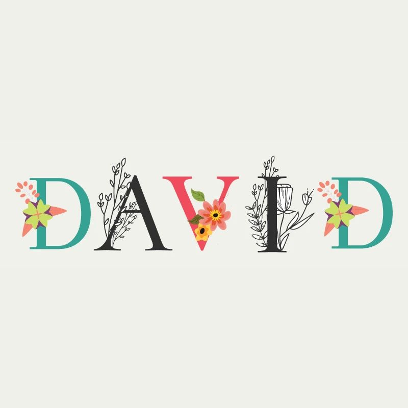 DAVID Nom Art avec fleurs brodées