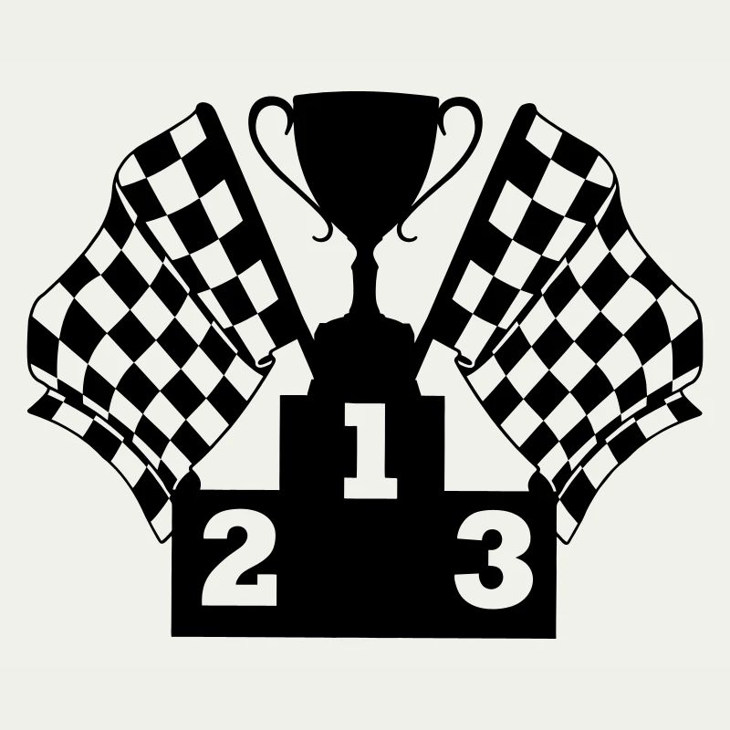 Podium du drapeau de la Coupe de course automobile