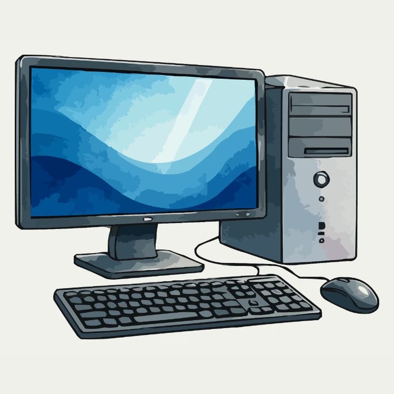 Retro PC Arbeitsstation Illustration