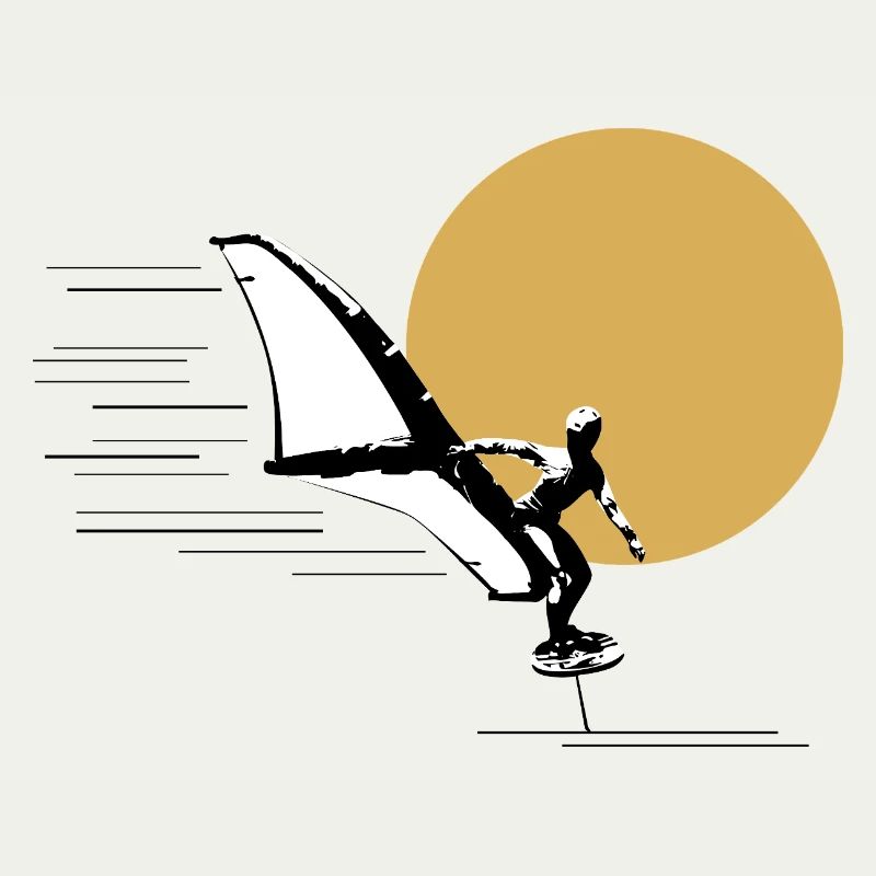Wingfoiler devant le soleil