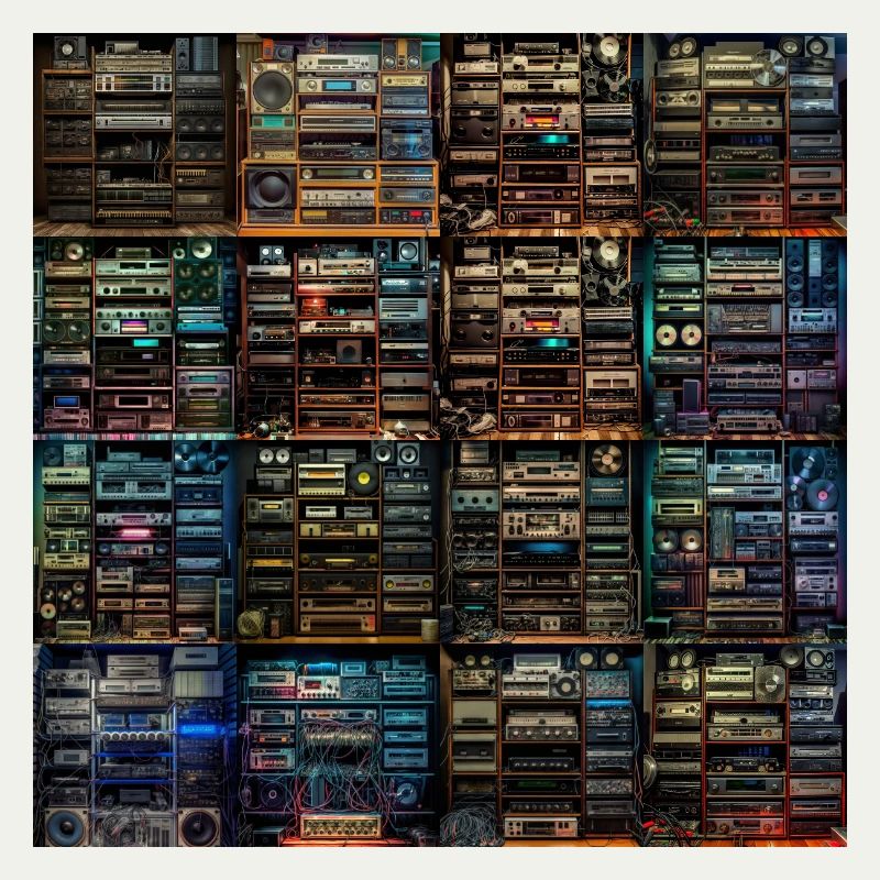 Vintage Audio Stack Collage