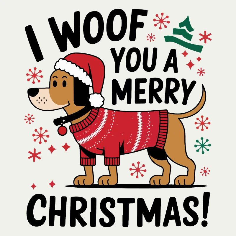 Chien festif en pull de Noël