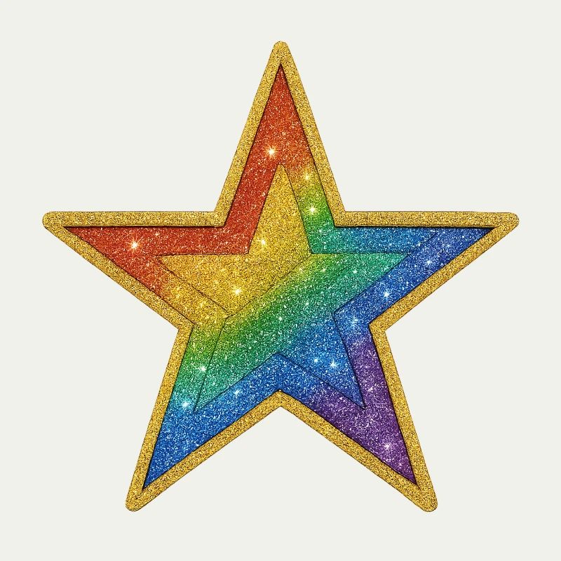 Regenbogen-Glitzer-Stern-Patch-Design