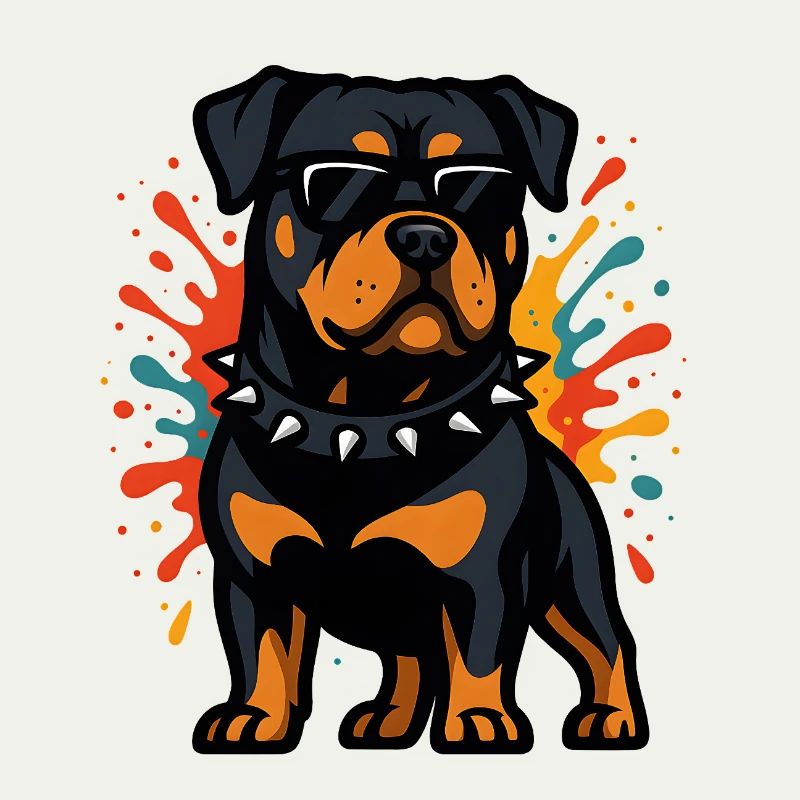 Rottweiler Hund mit Farbexplosion