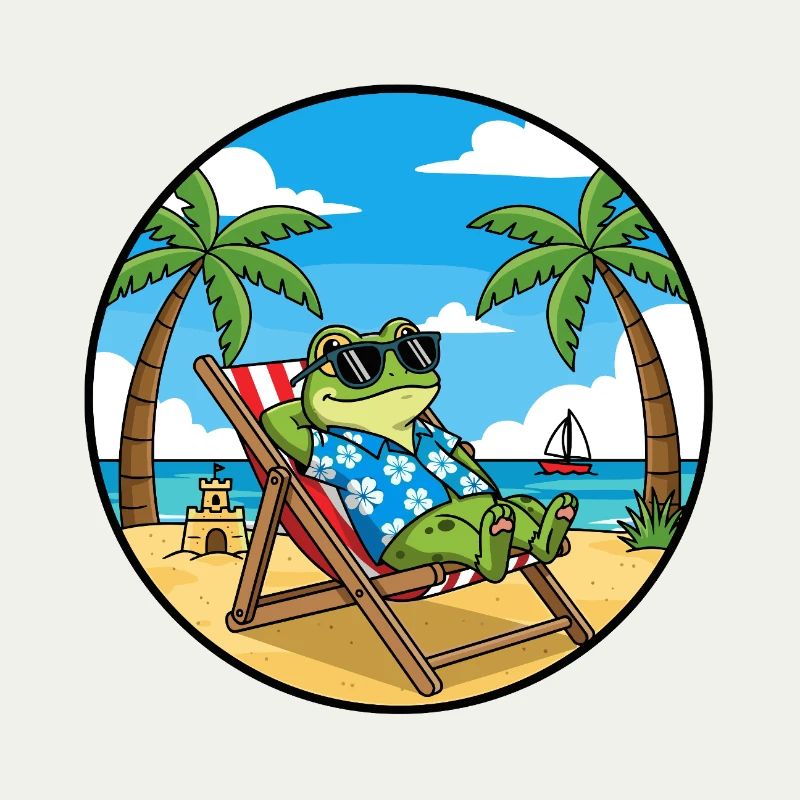 Cool Frog Beach Vacation Summer Vibes