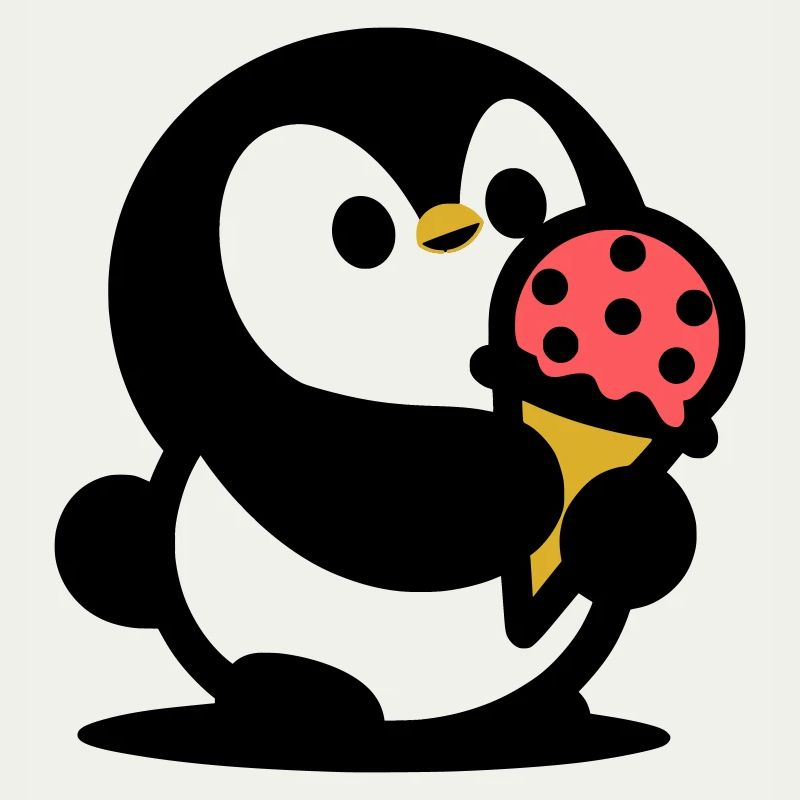 Kleiner Pinguin mit Eis