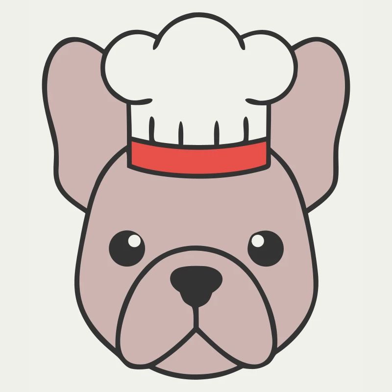 Frenchie Chef Hat Head Logo