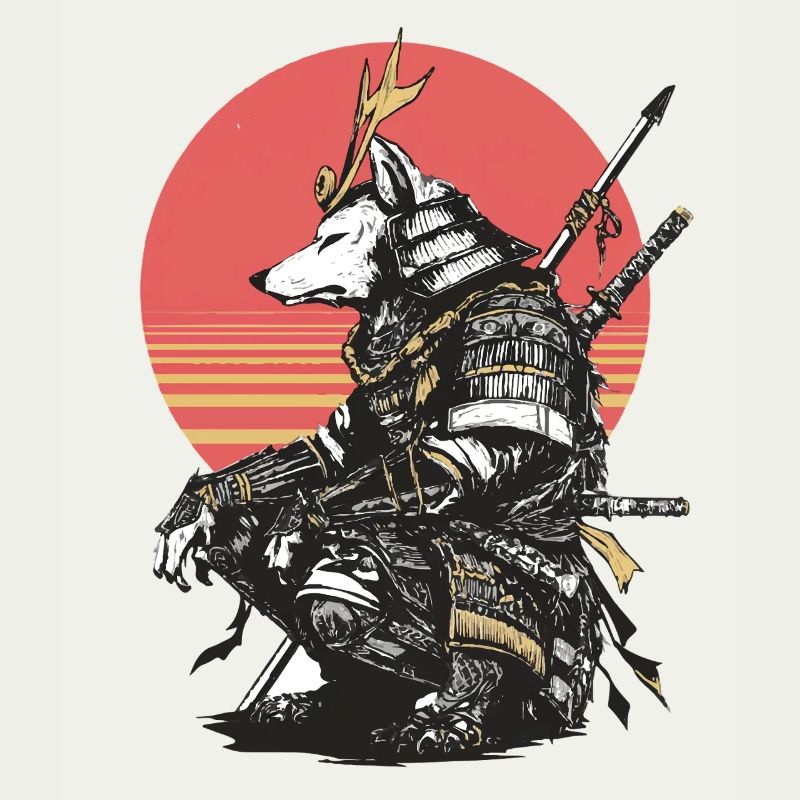 Wolf Samurai in Sunset Armor