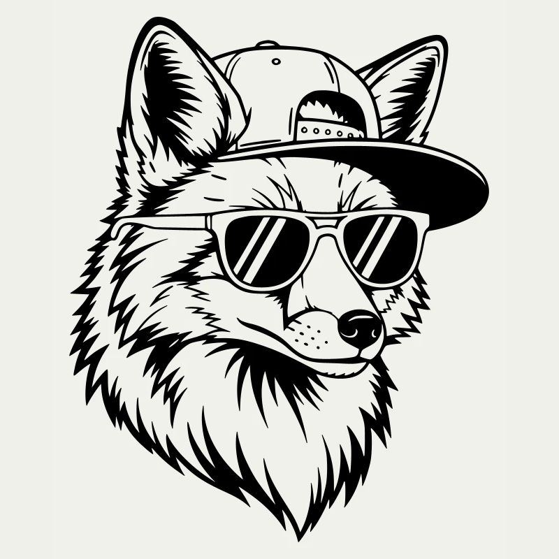Cool fox with cap and sunglasses