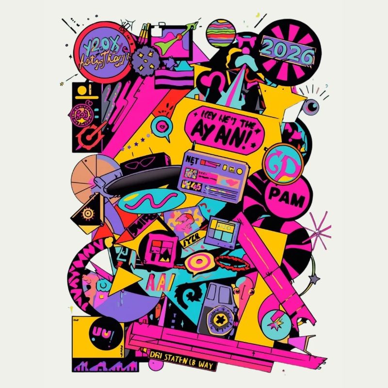 Neon Retro Pop Art Design 2000's 90's