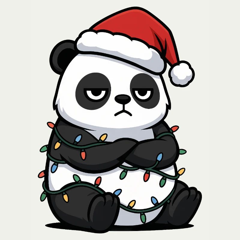 Panda Christmas clumsy Santa grumpy funny