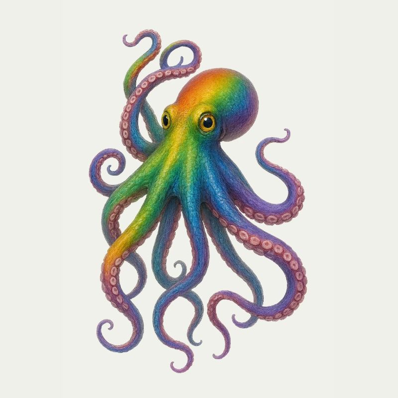 Bunter Regenbogen Oktopus Design
