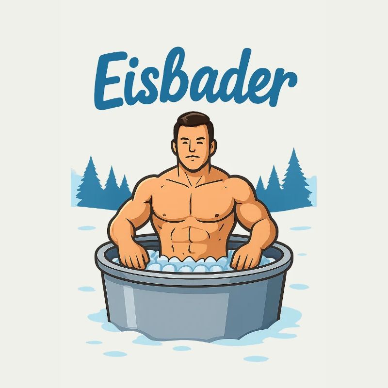 Eisbader Muskelmann im Eisbad