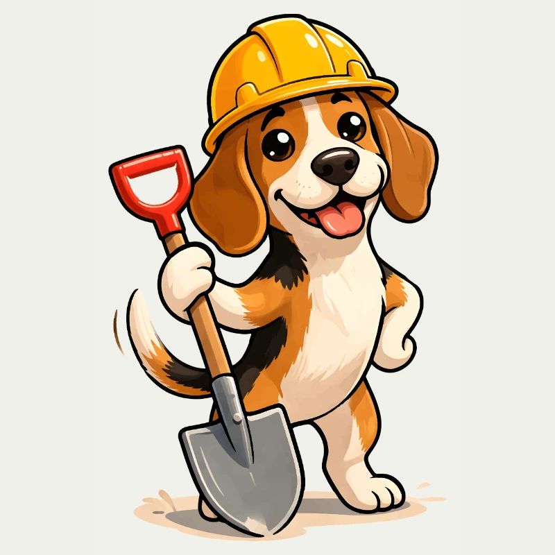 Beagle Construction Worker Dog Funny Fun Design