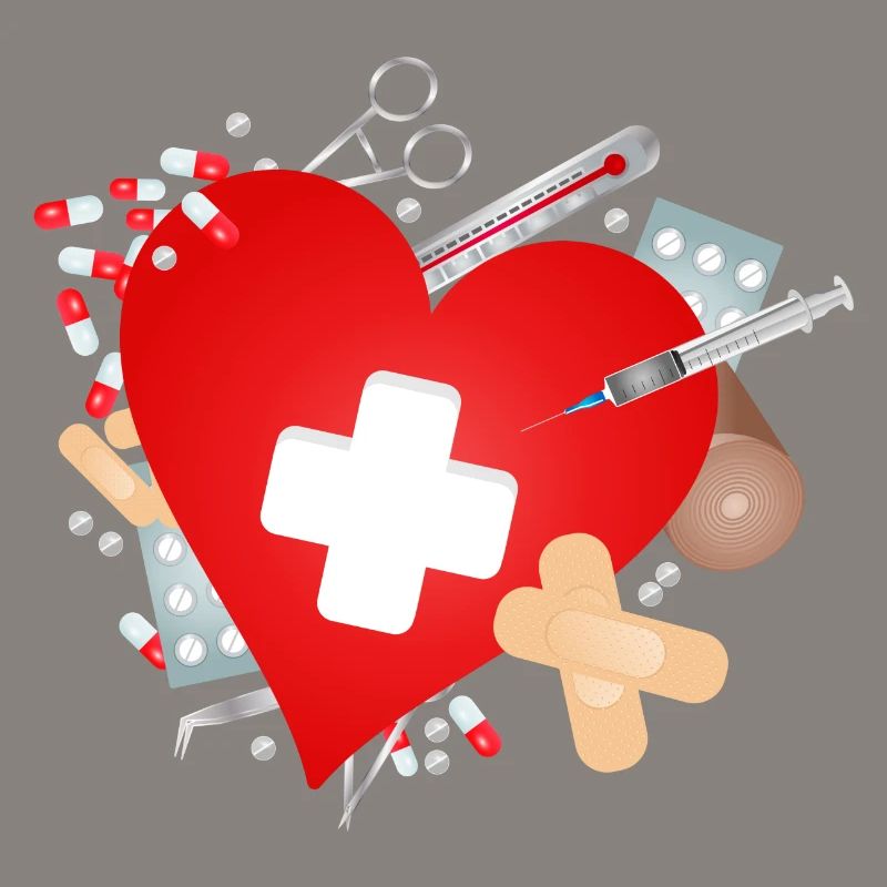 Erste Hilfe Set oder Reiseapotheke mit Herz