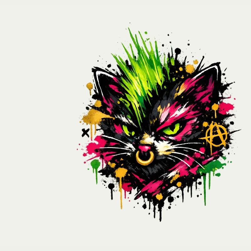 Éclaboussures de graffitis de chat néon