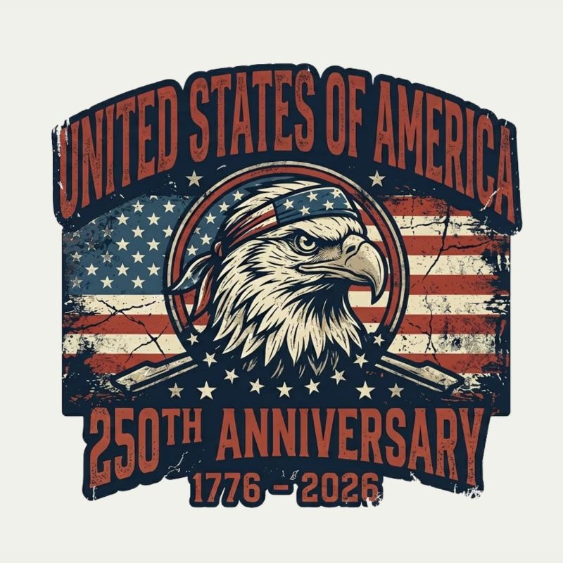 Aigle devant le drapeau américain – États-Unis 250 ans