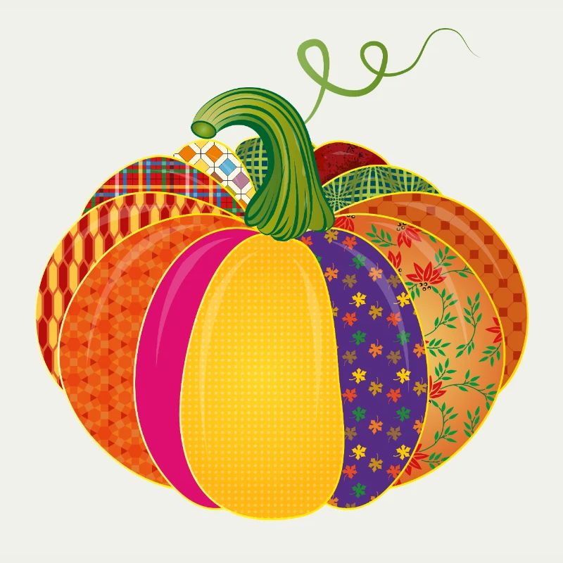 Patchwork Kürbis – Bunt gemusterte Herbstdeko